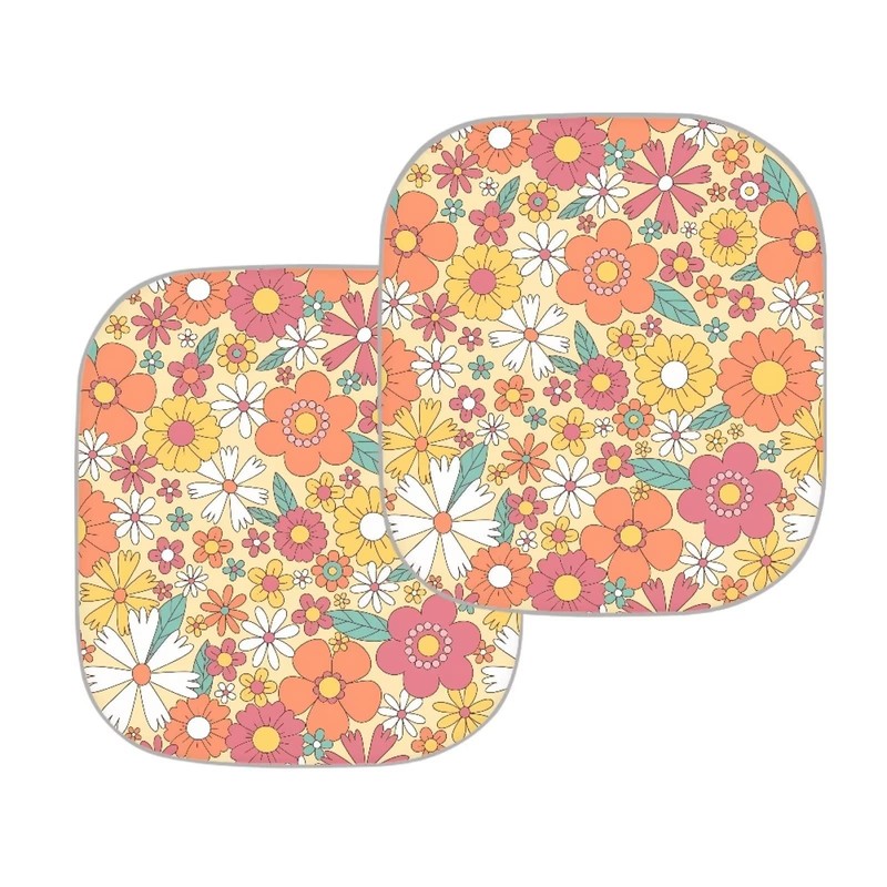 Drydeepin 70S 80S Hippie Groovy Flower Pattern Car Windshield Sun