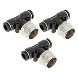 HOPESPANNER Push to Connect Air Fittings 5/16" t Type Air Line Quick Joint Plastic Metal 1/2" BSPT 3 Pcs Black Silver Tone