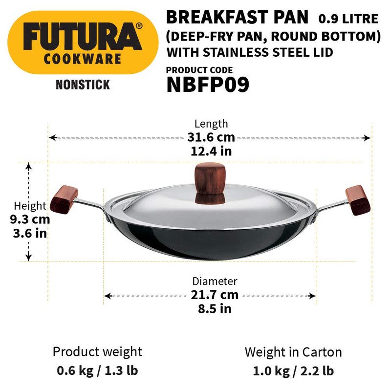 Futura Non-Stick Appachatty Breakfast Pan with Stainless Steel Lid 8.66