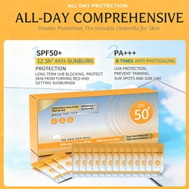50PCS Mini Sunscreen Travel Size SPF50+, Mini Sunscreen Bulk for Face & Body, Travel Size Sunscreen Packets Party Favor, Lightweight, Non-Greasy, Water-Resistant, Summer Party Gifts for Women Girl