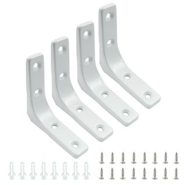 Kemcatui 3x3 Inch L Bracket Heavy Duty, 4Pcs Metal Shelf Brackets White Corner Brace, 90 Degree Wall Mount Right Angle Brackets, Small Shelf Support for Wood, Decor