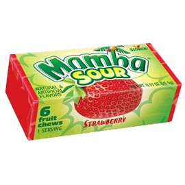 Mamba Sour Fruit Chews Candy, 6 Pieces (Pack of 48)