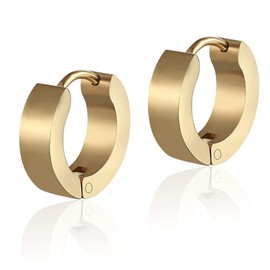 Stainless Steel Cartilege Women Gold Small Hoop Earrings for Men Hypoallergenic Mens Huggie Earrings Piercings(Gold（2Pcs）)