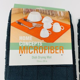 Home Concepts Dish Drying Mat Kitchen Towels Black Microfiber 3 PC Set