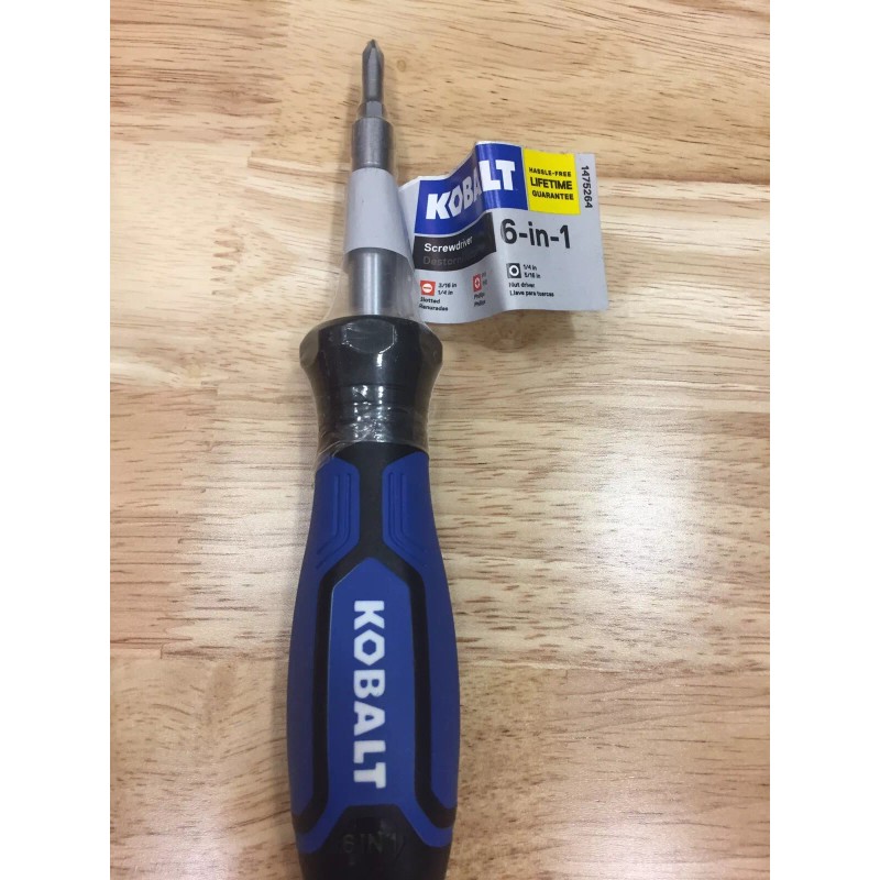 Kobalt 6 in 1 Multi-Bit Screwdriver Chrome Plated 67340 Blue