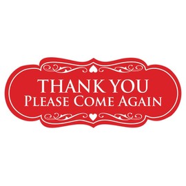 Designer Thank You Please Come Again Sign -Red - Large