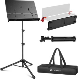 Cahaya Foldable Sheet Music Stand with Tri-fold Panel Portable Music Stand with Carr