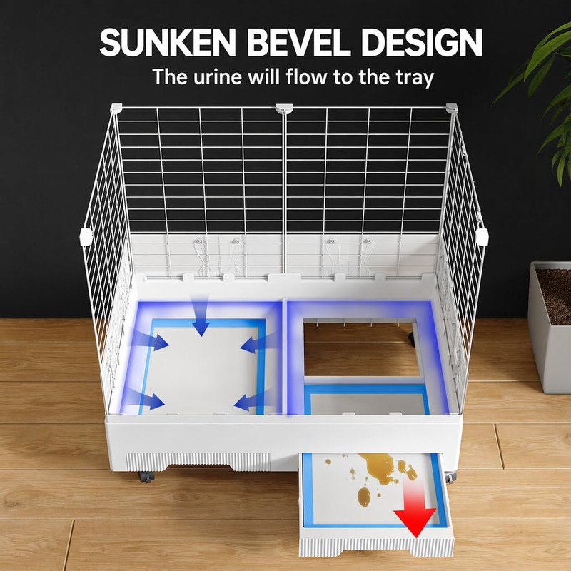 Oneluck Deluxe Rolling Bunny Hutch with Urine Guard,Small Rabbit Cage