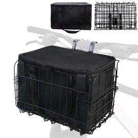 Bike Basket Front, Foldable Front Bike Basket with Removable Liner Bag, Quick Release Design Metal Ebike Basket for Adult Carrying Pets, Fruit & Grocery