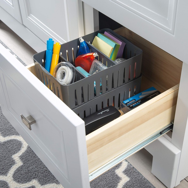 Simplify Cestino impilabile a 3 scomparti con divisori regolabili, organizer