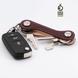 KEYKEEPA® - Leather - Elegant Leather Key Organiser for up to 12 Keys - Includes Bottle Opener + Eyelet - Key Organiser "Made in Germany, merlot red