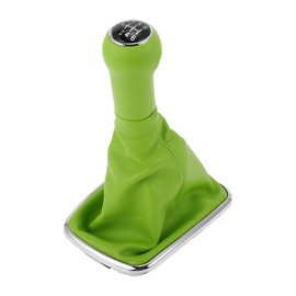 INFINAUTO 6-Gang-Schaltknauf mit Abdeckung, Getriebestick-Schaltknauf für Volkswagen Bora Golf MK4 1998-2007 Kunststoff-Kunstleder Grün Schwarz, 1 Stück