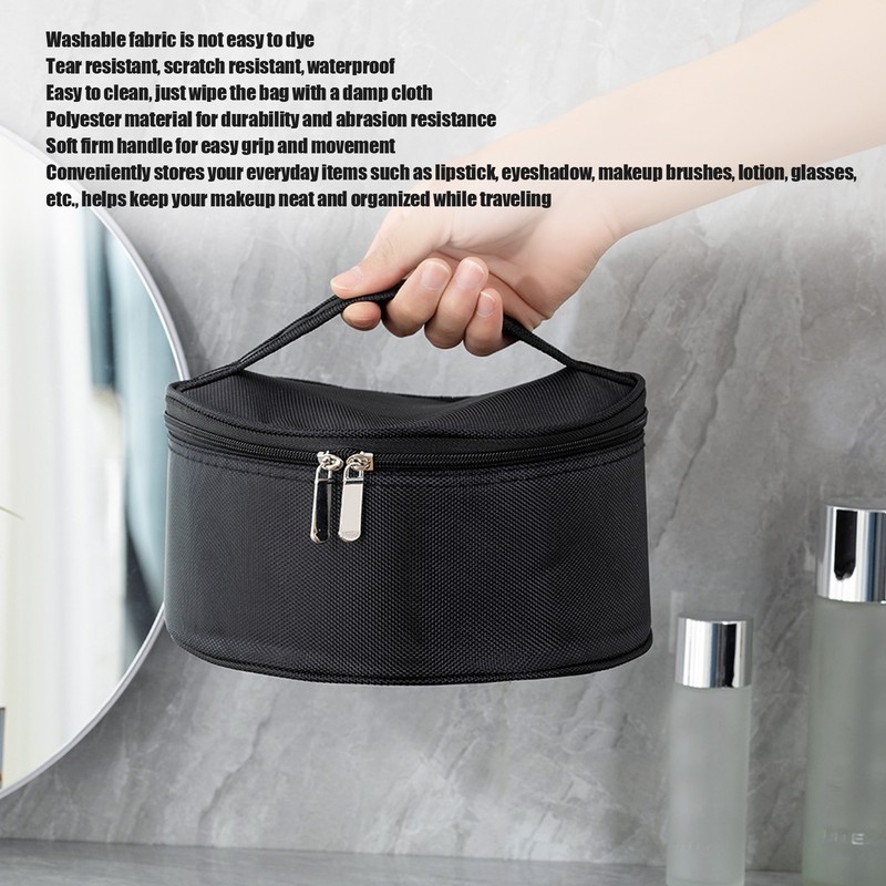 Barrel Makeup Bag Waterproof Abrasion Resistance Polyester Travel Cosmetic Bag