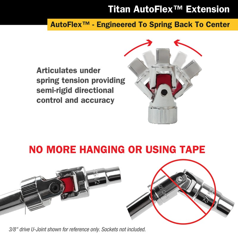 Titan 85154 3-Piece Auto Flex Universal Joint Extension Adapter Set