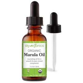 Sky Organics Organic Marula Oil for Face 100% Pure & Cold-Pressed USDA Certified Organic to Replenish, Balance & Boost Glow, 1 fl. Oz