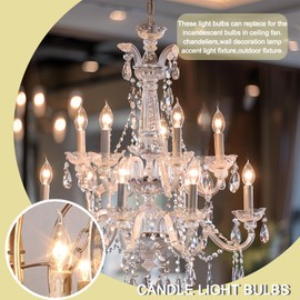 Potanro E12 Incandescent Light Bulbs 25Watt Warm White 2700K, 180 Lumens Candelabra Light Bulbs Decorative Dimmable Chandelier Light Bulbs for Ceiling Fan, Pendants (25W-12Pack)