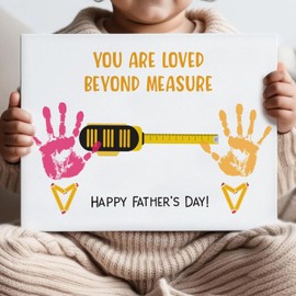 2025 Fathers Day Crafts For Kids - You're Loved Beyond Measure Handprint Poster - DIY Father's Day Gifts From Kids, Toddlers- Handprint Father's Day Gift - Dad Gifts From Daughter, Son [UNFRAMED]