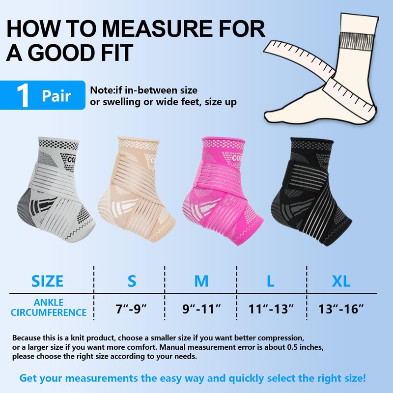 Copper Ankle Brace for Men & Women - (1 Pair)