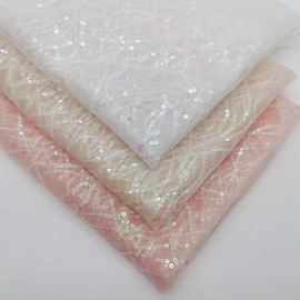 Whakano 1 Yards Shiny Tulle Fabric with Striped Sequins, 3 mm, Approx. 130 cm Wide, Decorative Fabric, Tulle Roll, for Sewing, Crafts, Decorating, DIY Crafts, Curtains, Stage, Costume, Dress,