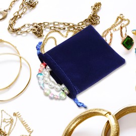 Frcolor Jewelry Pouch, Drawstring Bag, Accessories, Velour Style, Gift Bag, Jewelry Storage, Small Items, 3.1 x 3.9 inches (8 x 10 cm), Set of 50