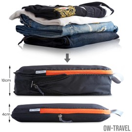 OW-Travel Easy to Organise Compression Packing Cubes for Suitcases. 2 Medium 2 Large Travel Cubes for Travel Bag Backpack Luggage. Travel Accessories Gifts Holiday Essentials. 4Pcs Black