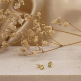 Carissima Gold Women's 9ct Yellow Gold Peridot 4mm Cubic Zirconia August Birthstone Stud Earring