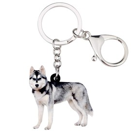 NEWEI Acrylic Siberian Husky Dog Keychain Keyrings for Women Girls Cute Dog Keyfobs Gifs (Siberian Husky Dog)