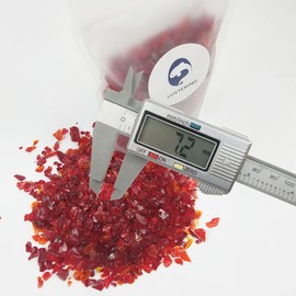 LUSTERING High Luster Crushed Glass Glitter, 6-9mm Fire Glass, Broken Glass, Glass Chips for Fire Pit Crafts DIY Epoxy Resin Art, Geode Painting, Vase Filler, Aquarium Garden Decoration,330g (Red)