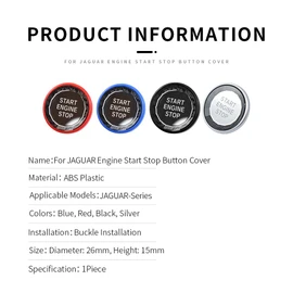 HIBEYO ABS Car Engine Start Stop Button Cover Fits for for Jaguar F-PACE XFL XEL XF XE Push Start Stop Switch Button One-Button Start Button Key Ignition Starter Car Star Engine Button Red
