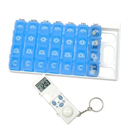 Nicear Pill Dispenser Box Pill Box Reminder 7 Day 28 Grid Medication Reminder Electronic Pill Timer for Patients Elderly Travelers