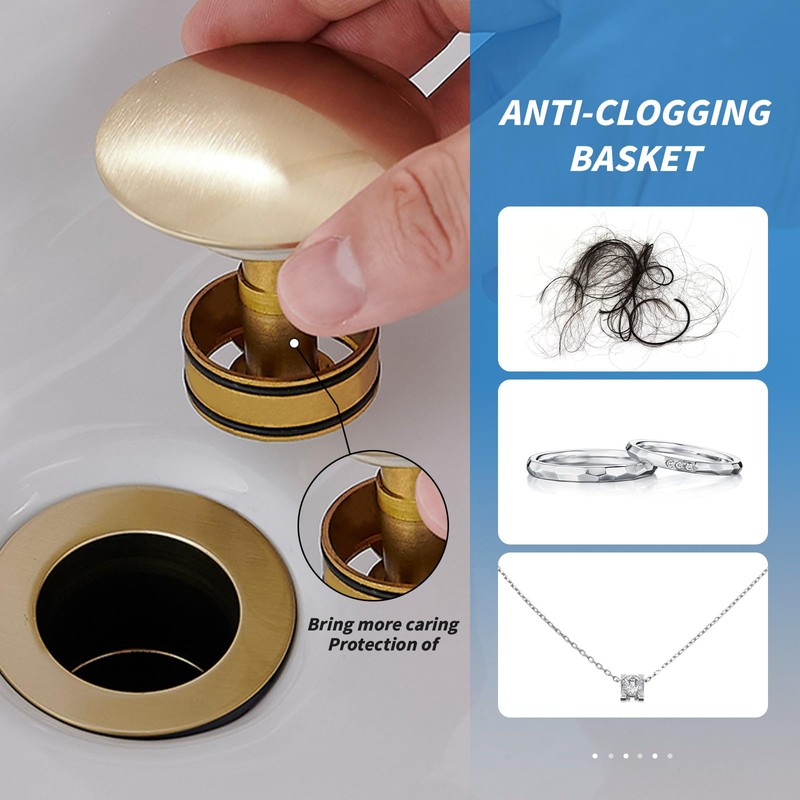 BWE Bathroom Vessel Sink Drain Stopper with Overflow One Piece