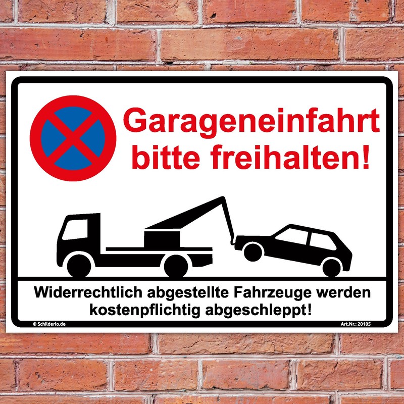Space Sign "Garageneinfahrt Clear 300 x 200 MM with Sturdy