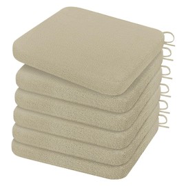 HARBOREST Square Chair Cushions for Dining Chairs Set of 6 - Chair Pads for Dining Chairs with Ties and Non-Slip Back, High-Resilience Indoor Seat Cushions, 16" x 16" x 2", Khaki