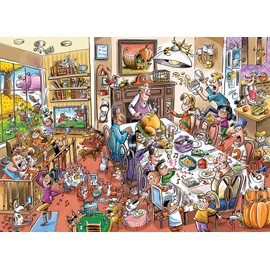 Cobble Hill 1000 Piece Puzzle - DoodleTown: Thanksgiving Togetherness - Sample Poster Included