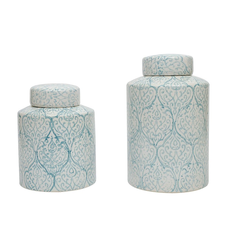 Blue & White Decorative Ceramic Ginger Jar with Lid