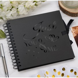 Love Story You and Me Keepsake Scrapbook Photo Album, Spiral Bound, Blank Pages for Customisation (Black)