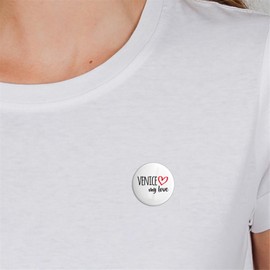 Huuraa Button Venice My Love Badge for All Fans of Venice Italy, Metal