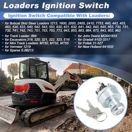 DELEYAPARS 6665606 Ignition Switch with 2 Keys Compatible with Bobcat Loaders 310 313 322 440 530 533 540 542 630 730 731 732 741 742 743 751 753 763 773 863 873 953 963 2410 7753 MT50 MT52 MT55