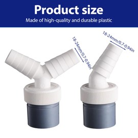 IKOPFLN 2 x Washing Machine Drain Double Connection Y Adapter for Dishwasher, Dryer, Washing Machine with Input Connector of 18-24 mm and Outlet 40 mm Pipe with Hose Clamp