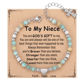 TONY & SANDY Niece Gifts from Auntie, Confirmation Easter Gifts for Kids Teen Girls Jewelry, Baptism Faith Religious Christian Cross Niece Bracelet from Aunt, Niece Birthday Graduation