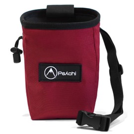 Psychi OG Chalk Bag with Storage Pocket and Waist Starp For Rock Climbing Bouldering (Dark Red)