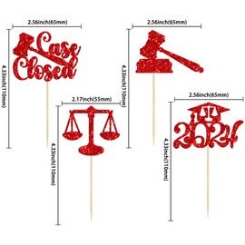 24 decoraciones de graduación para abogados 2024 con purpurina, clase de 2024, abogado, escuela de derecho, superviviente, casos cerrados, para magdalenas 2024, escuela de derecho, graduación,