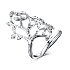 LZD Sterling Silver Plated Ring Women's Tree Of Life Adjustable Size B542