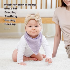 Susurration Susurration Muslin Baby Drool Bibs 6Pack Soft Triangular Adjustable Baby Bandana Bibs for Unisex Girls & Boys (Pink)