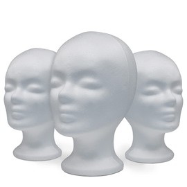 DBLV Styrofoam Head Set - 3 x Wig Head as Holder for Hats, Hats & Wigs - Wig Holder - Hat Stand - Doll Head Made of Styrofoam - Set of 3