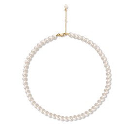 Tomovely Pearl Necklaces for Women, Cream White Round Pearl Choker, 14K Gold Plated Dainty Pearl Cross Bow Lobster Clasp Gold Necklace for Women Jewelry Gifts (8mm)