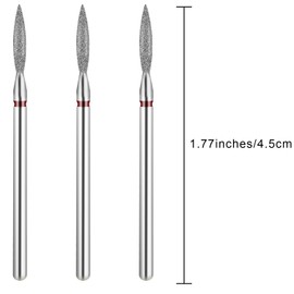 Kifmurase 3Pcs Nail Drill Bits, Cuticle Drill Bits for Nails, 3/32'' Flame Professional Bits Fast Removing Gel Polishing, Cuticle Nail Drill Tool for Manicure Pedicure in Salon Home
