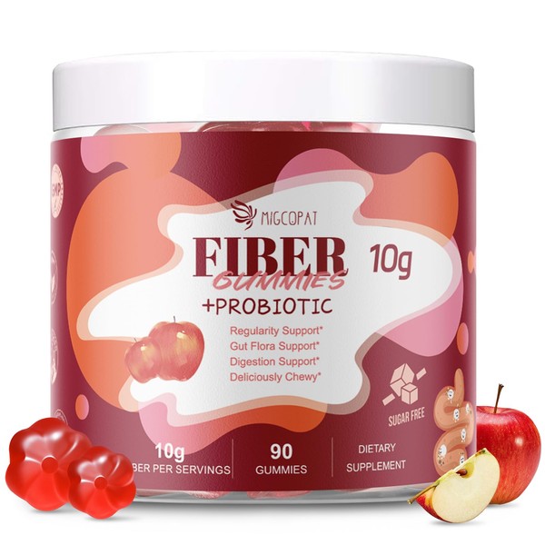 Migcopat Fiber Gummies with Probiotics,10G Fiber per Serving No Sugar