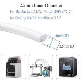 Nssnlur 5M PTFE Hose 2.5 mm ID × 4 mm OD, White PTFE Teflon Teflon Hose Kit with Pipe Cutter for Bambulab A1/A1 mini/P1P/P1S/X1C for Creality K1/K1 Max/Ender 3 V3