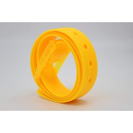 MESHIKAIER - Cinturón de silicona ajustable unisex de color caramelo con hebilla de plástico, Amarillo, 115*3.5cm